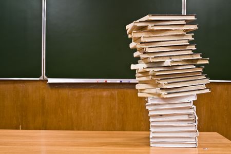 books are in a classの写真素材