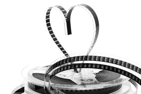 old movie film on a white backgroundの写真素材