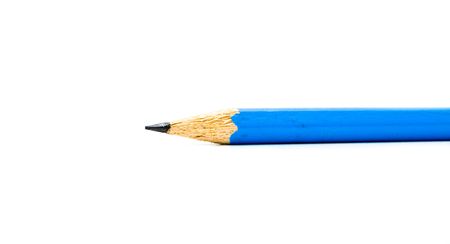 sharp dark blue pencil on a white backgroundの写真素材