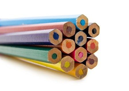 pencils and cork on a white backgroundの写真素材