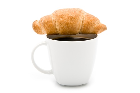 cake and coffee on a white background の写真素材