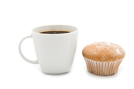 cake and coffee on a white backgroundの写真素材