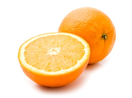 juicy oranges on a white backgroundの写真素材