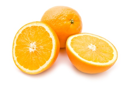 juicy oranges on a white backgroundの写真素材