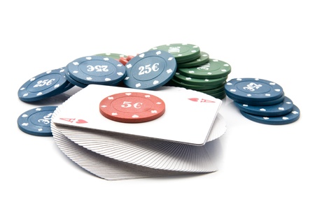 chips and maps for a poker on a white background 
の写真素材