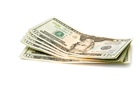 money on a white background