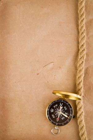 compass and rope on a background an old paperの写真素材