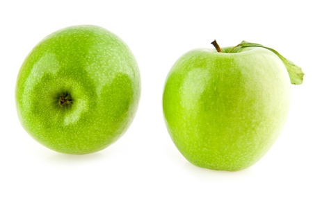 green apples on a white backgroundの写真素材