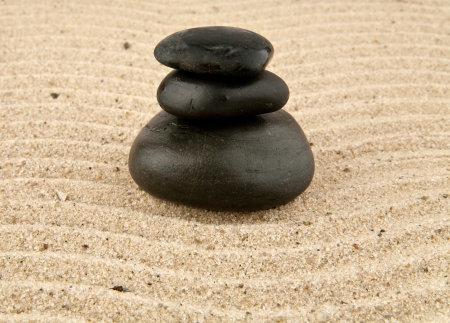 pyramid from stone on sandの写真素材