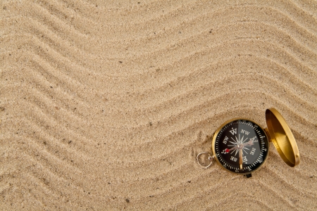 compass on sandの写真素材