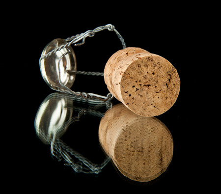 cork on a black backgroundの写真素材