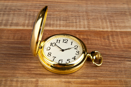 clock on a wooden table