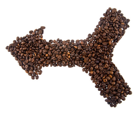 grains of coffee on a white backgroundの写真素材