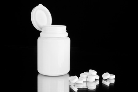 pills on a black backgroundの写真素材