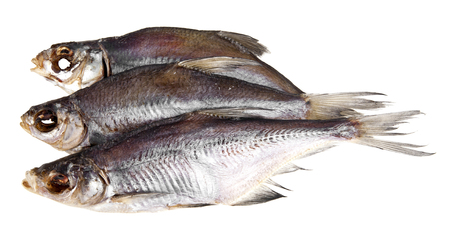 dried fish on a white background