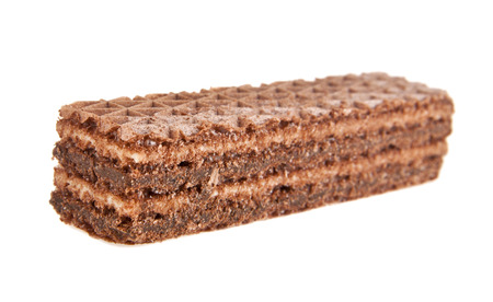 waffles with a chocolate layer on a white backgroundの写真素材