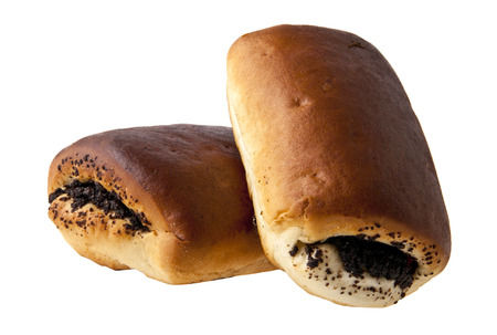 loaf with a poppy is isolated on a white backgroundの写真素材