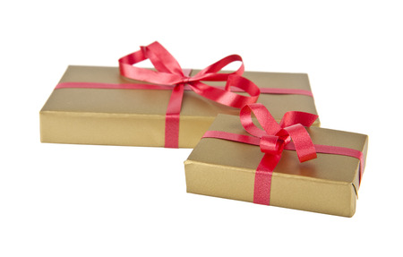 boxes with gifts on a white backgroundの写真素材