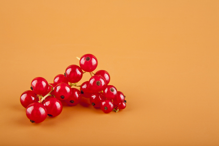 red currants on brown backgroundの写真素材