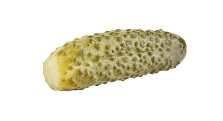 pickled cucumber isolated on white background closeupの写真素材