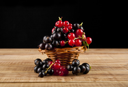 currant berries on a black background closeupの写真素材