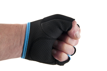 sports gloves isolated on white background closeupの写真素材