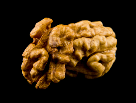 walnuts isolated on a black background