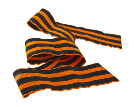 striped ribbon isolated on white backgroundの写真素材