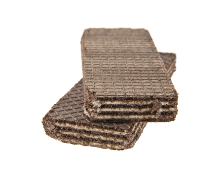 chocolate wafers isolated on white backgroundの写真素材