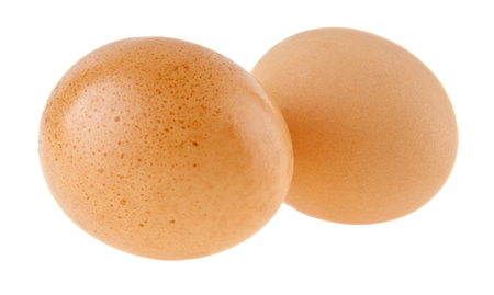 chicken eggs isolated on white backgroundの写真素材