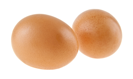 chicken eggs isolated on white backgroundの写真素材