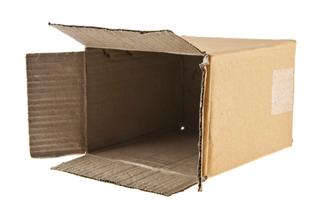 cardboard box isolated on white backgroundの写真素材