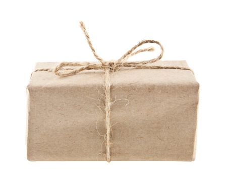 parcel post isolated on white backgroundの写真素材