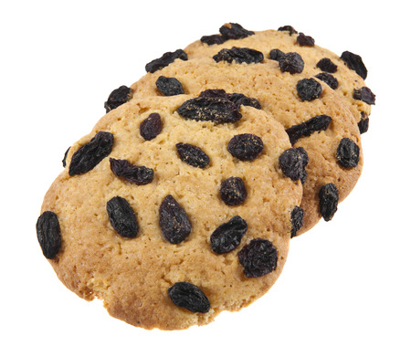 biscuits with raisins isolated on white backgroundの写真素材