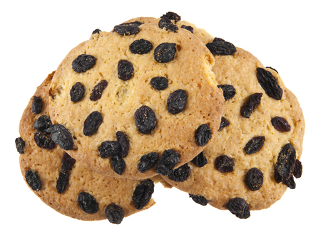 biscuits with raisins isolated on white backgroundの写真素材