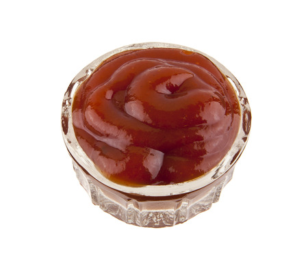 ketchup isolated on white backgroundの写真素材
