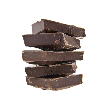 pieces of chocolate isolated on white backgroundの写真素材