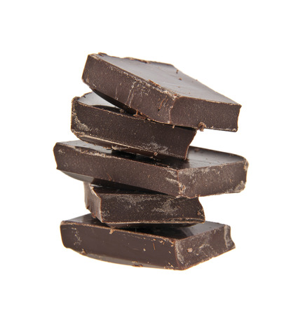 pieces of chocolate isolated on white backgroundの写真素材