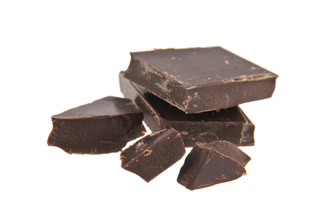 pieces of chocolate isolated on white backgroundの写真素材