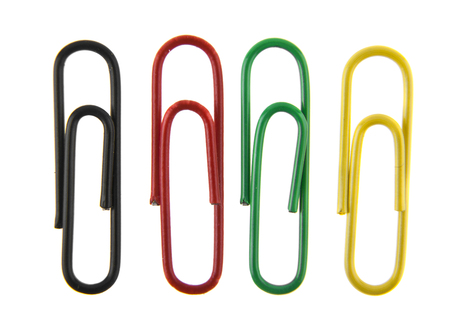 paperclips isolated on white backgroundの写真素材