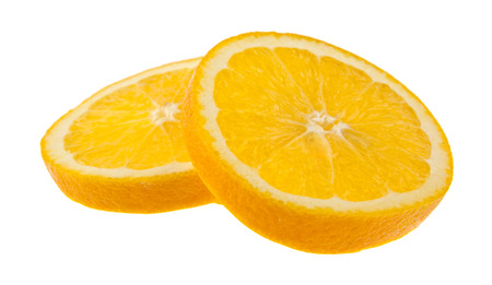 orange slices isolated on white backgroundの写真素材