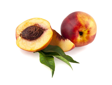 peaches isolated on white backgroundの写真素材