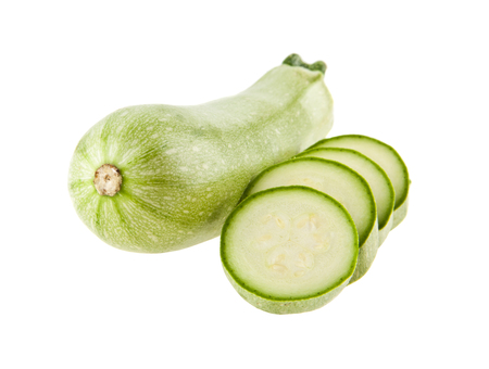 zucchini isolated on white background closeupの写真素材