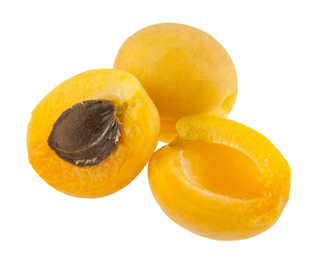 apricots isolated on white backgroundの写真素材