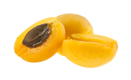 apricots isolated on white backgroundの写真素材