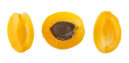 apricots isolated on white backgroundの写真素材