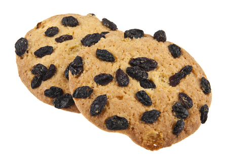 biscuits with raisins isolated on white backgroundの写真素材
