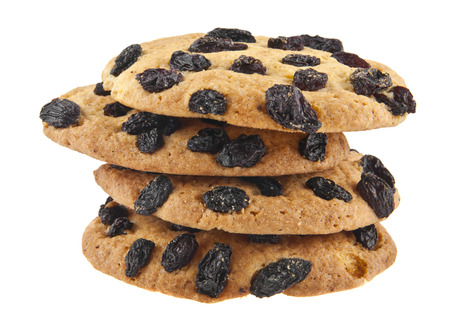 biscuits with raisins isolated on white backgroundの写真素材