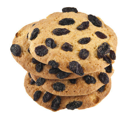biscuits with raisins isolated on white backgroundの写真素材