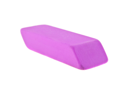 pink eraser isolated on white backgroundの写真素材